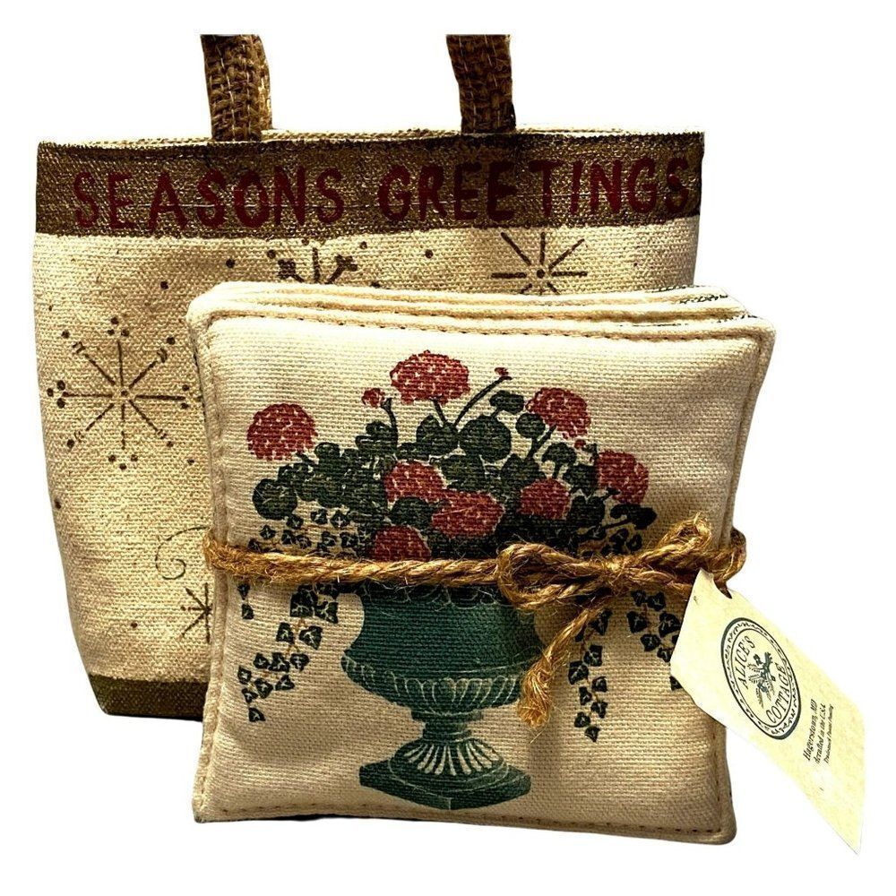 Alice's Cottage Holiday Spiced Mug Mats (4) Gift Set in Mini Tote USA NEW